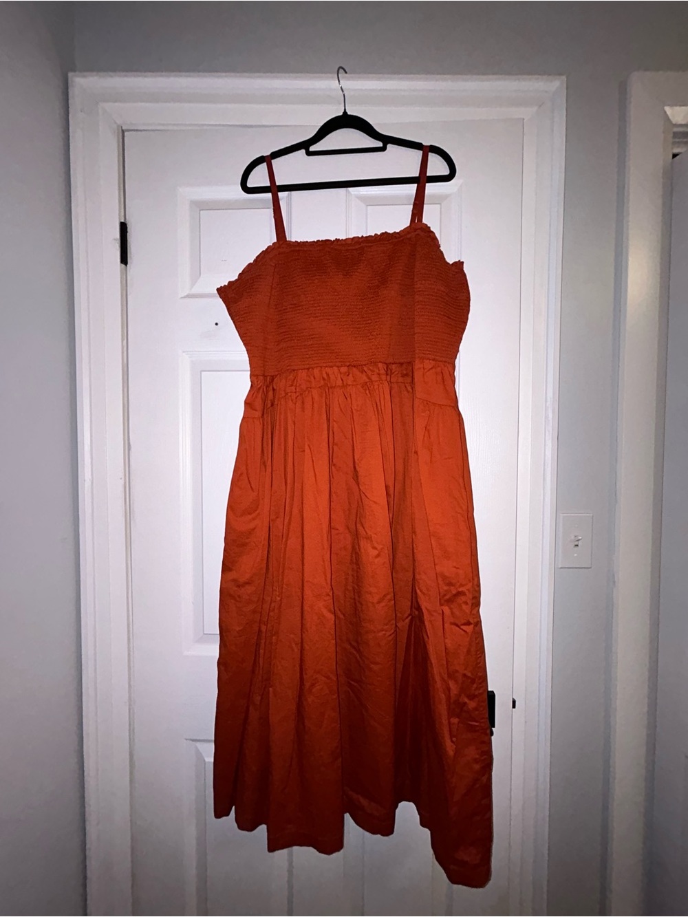 Old Navy Fit & Flare Smocked Midi Dress | Burnt Orange | XXL